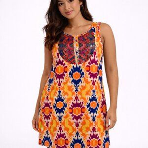 Anthropologie Floreat Kaleidoscope Print Silk Sequin Shift Dress - Size 10